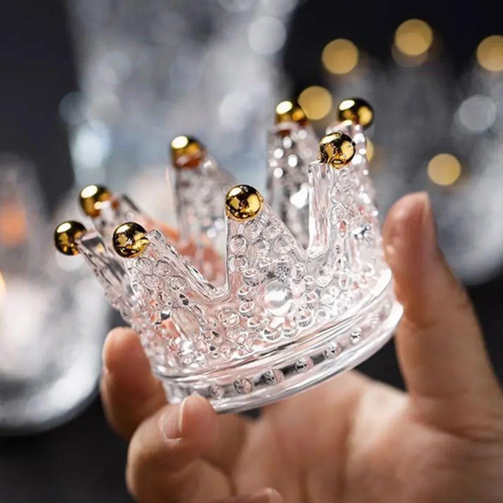 1/2Pcs Exquisite Crown Candle Holders Glass , Creative Candlestick Stand Home Decor