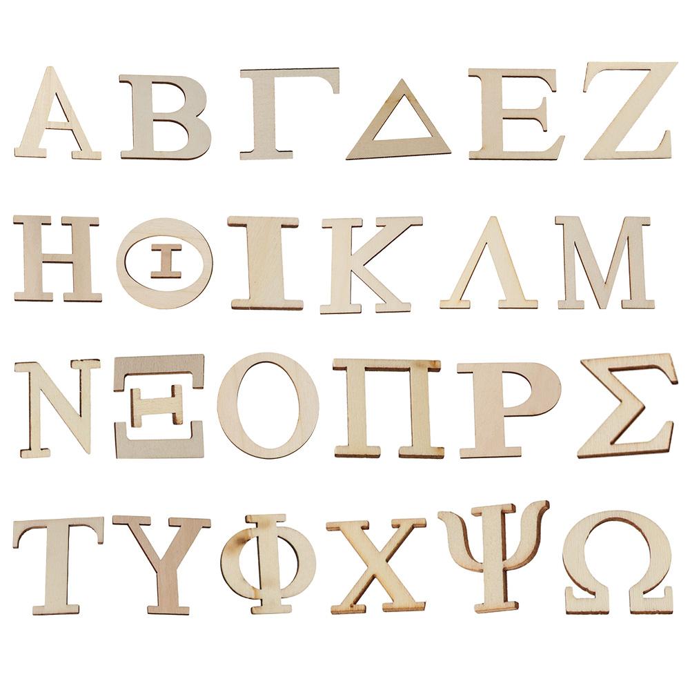 Wooden Greek Alphabet Log Color Blank Letters Art Deco Wooden Decoration Crafts