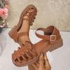 Fashion 2025 Summer Women Fashion Luxury Sandals Casual Thick Bottom Jelly Shoes Woven Roman Style Hollow Out Design Comfortable Sandals