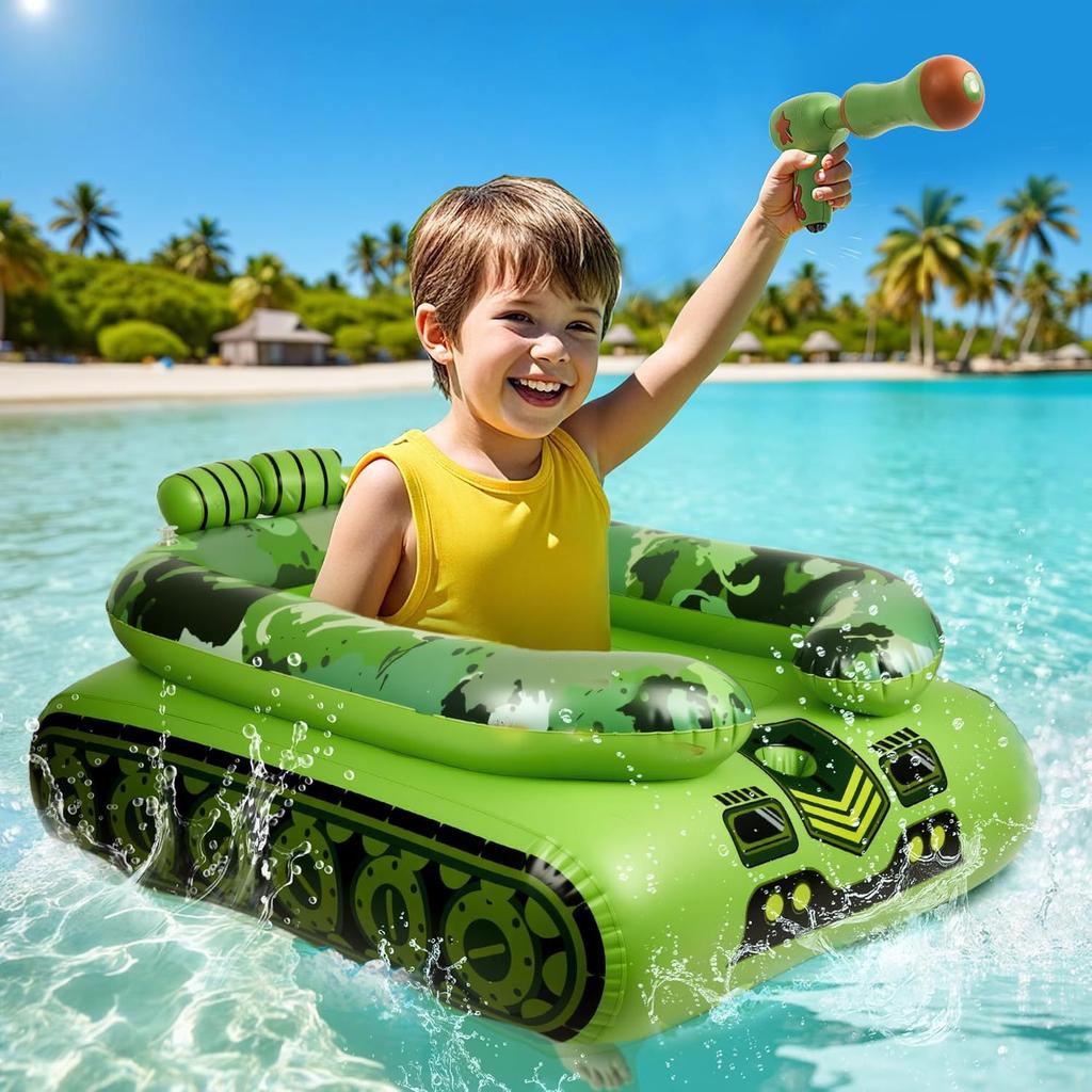 Inflatable Kids Tank Water Gun Toy Donut Swim Ring Baby Water Play Seat