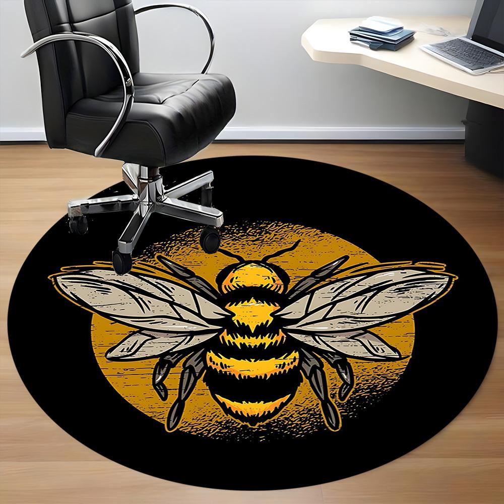 1pc Bee Honey Office Round Area Rug,  Mat Suitable For Office, Under Office Chairs Bedroom Living Room Home Decor, Room Deco