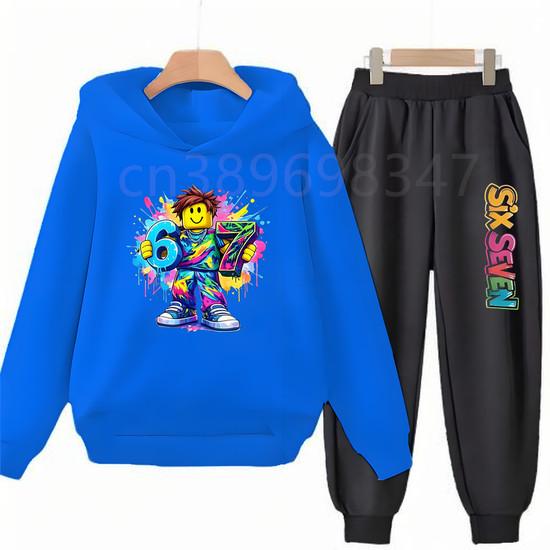 Children's Hoodie Set 67 Number 3-12 Years Kids Girls Boy Black Tops+Pants Leisure Outerwear Sweatshirt Printing Clothing
