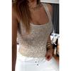 Round Neck Sequined Undershirt Stone