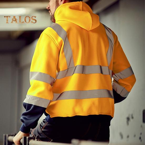 Светоотражающая защитная толстовка с капюшоном, светоотражающие зоны на 360 градусов, высокая видимость, быстросохнущая, с длинными рукавами, ночное пальто для строителей на открытом воздухе ночью