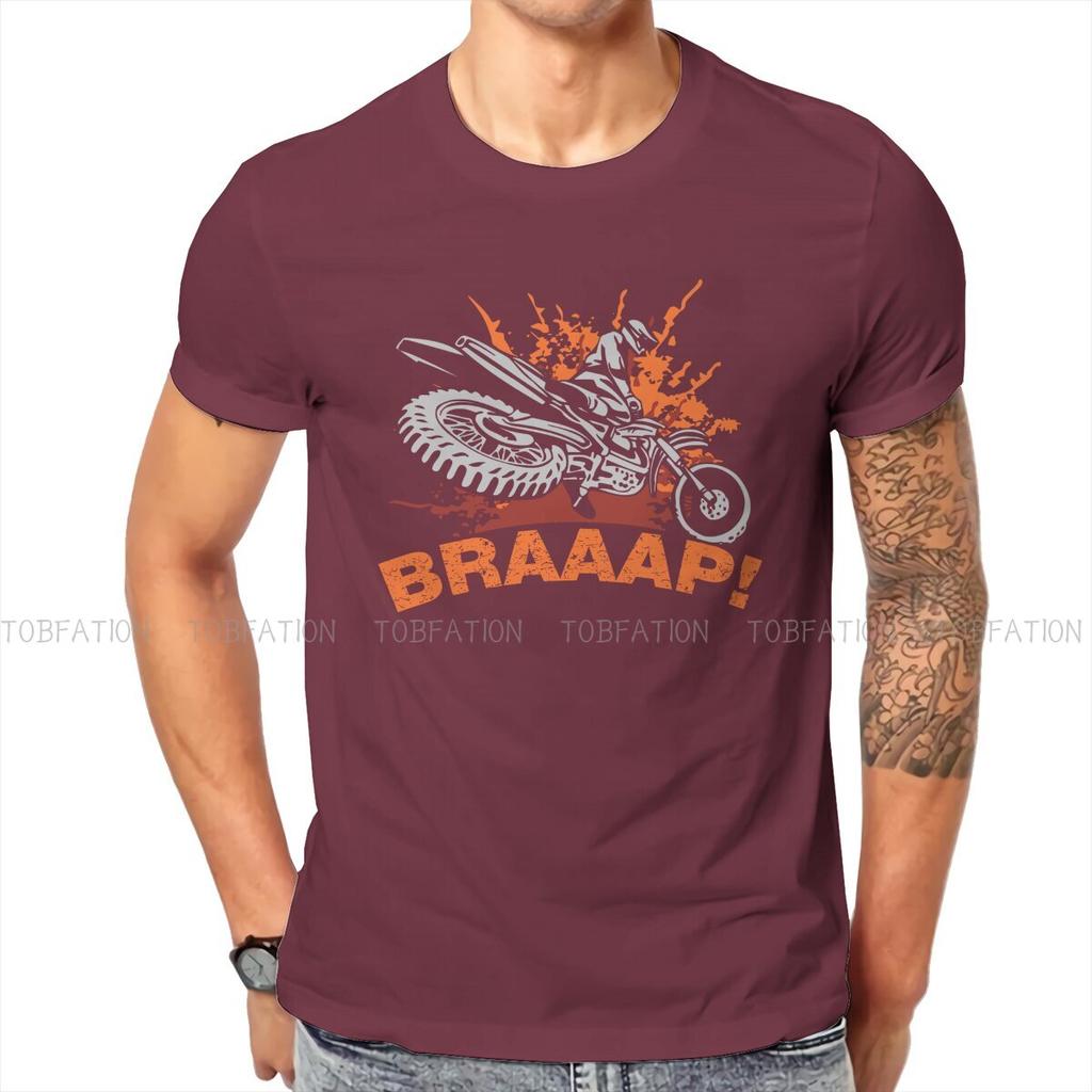 Braaap Dirt Bike Motocross O Neck Tshirt Enduro Cross Motorcycle Racing Fabric Classic T Shirt Mans Tops Fashion Oversized