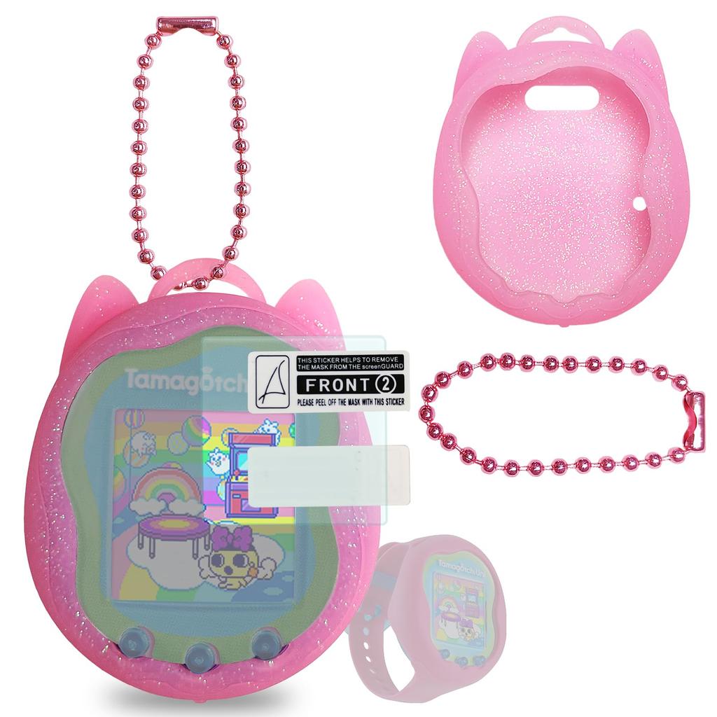 BCWXION Силиконовый чехол Замена для Tamagotchi Защитная пленка для экрана Ремешок для Tamagotchi Uni Аксессуары для питомца Чехол и Экран Uni, (Силиконовая пленка) (розовый)