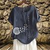 New Summer Fashion Printed Linen T-shirt Ladies Short Sleeve O-neck Blouse Women's Loose Tops Plus Size
