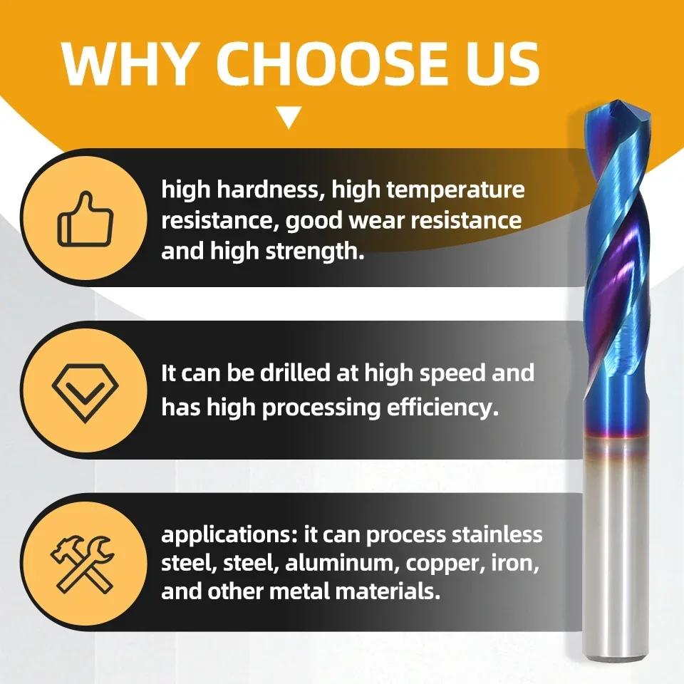 Сверла ExactBit HRC65° из карбида вольфрама Сверла по металлу Для обработки твердых металлов Инструмент для сверления стали для токарного станка с ЧПУ 0,5-20,0 мм