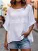 Женский летний повседневный свободный топ в европейском и американском стиле - с круглым вырезом, рукав 3/4
