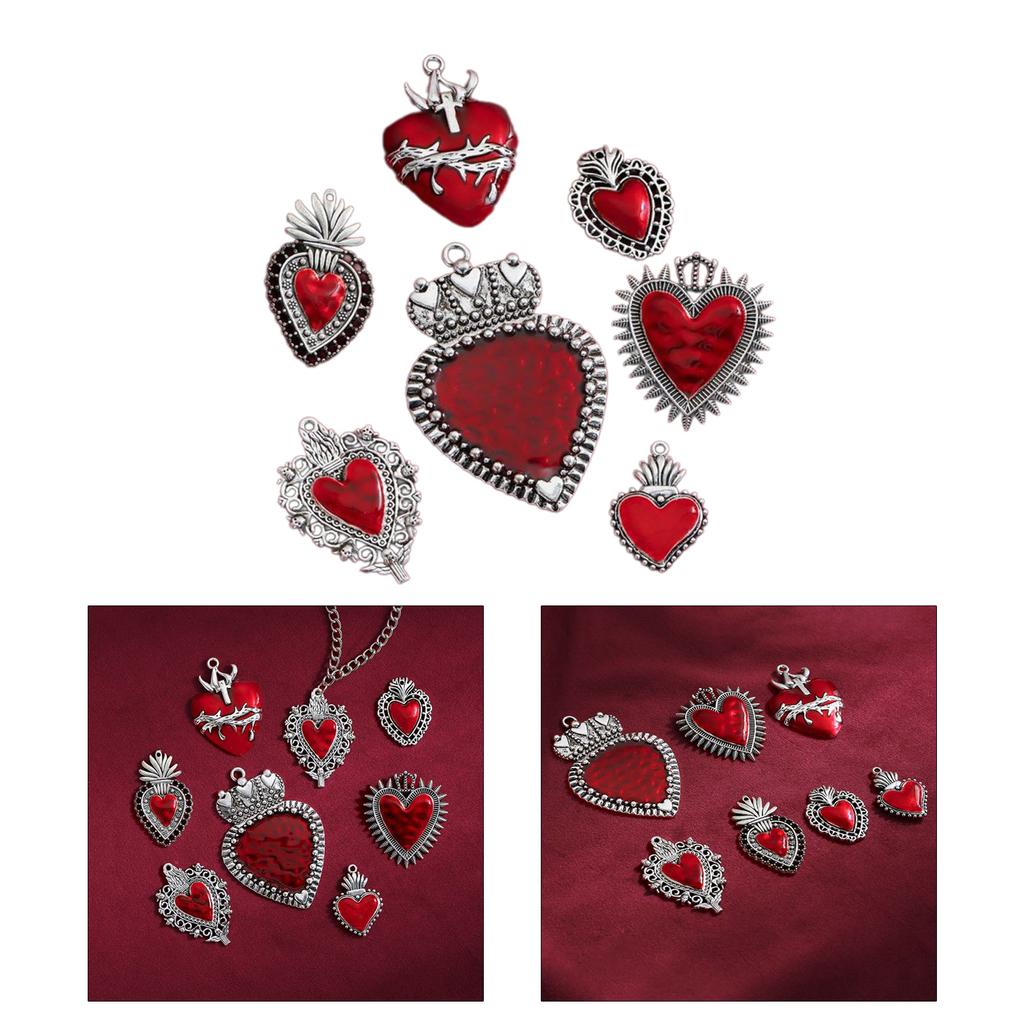 7 шт. Винтажные металлические подвески в форме сердца, шармы, готическая бижутерия, DIY аксессуары для самостоятельного изготовления ожерелья, браслета, серег