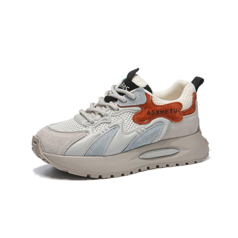 Модные кроссовки весна-лето 2026 Женские сетчатые туфли на толстой подошве 5 см Мягкий комфорт Фирменные женские желтые туфли для повседневной носки