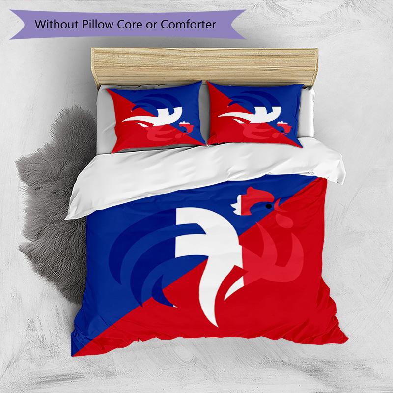 France Football Printed Bedding 3 Piece Set Cozy Breathable Bed Cover Set as Housewarming Holiday Gift