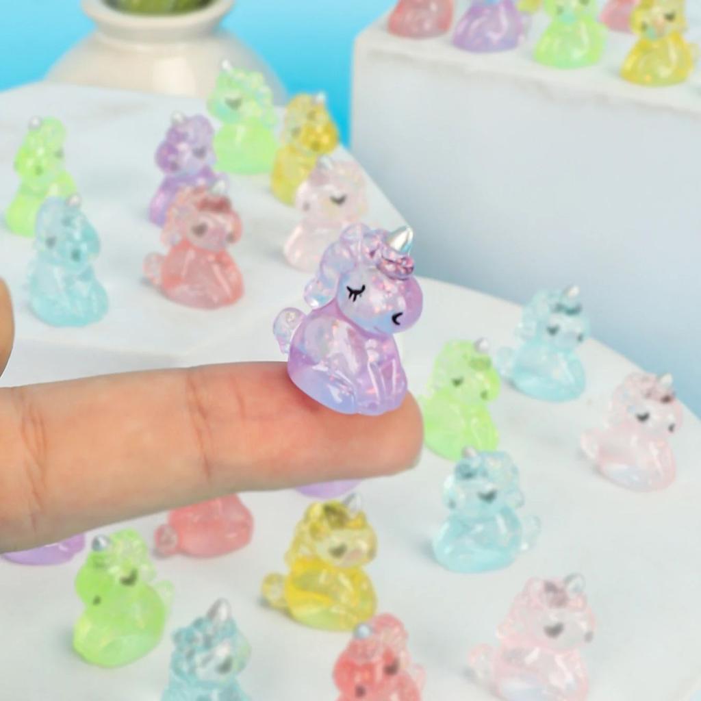 10/20Pcs Cute Mini Resin Unicorn Figurines Miniature Glitter Unicorn Tiny Animals Figures Ornament For Diy Fairy Garden