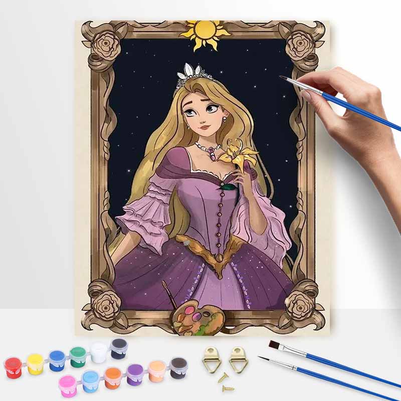 Disney Набор для рисования маслом Декор стены для дома и спальни Ручная работа Подарок, Наборы для рисования по номерам Рапунцель Принцесса Для взрослых Легкие для начинающих