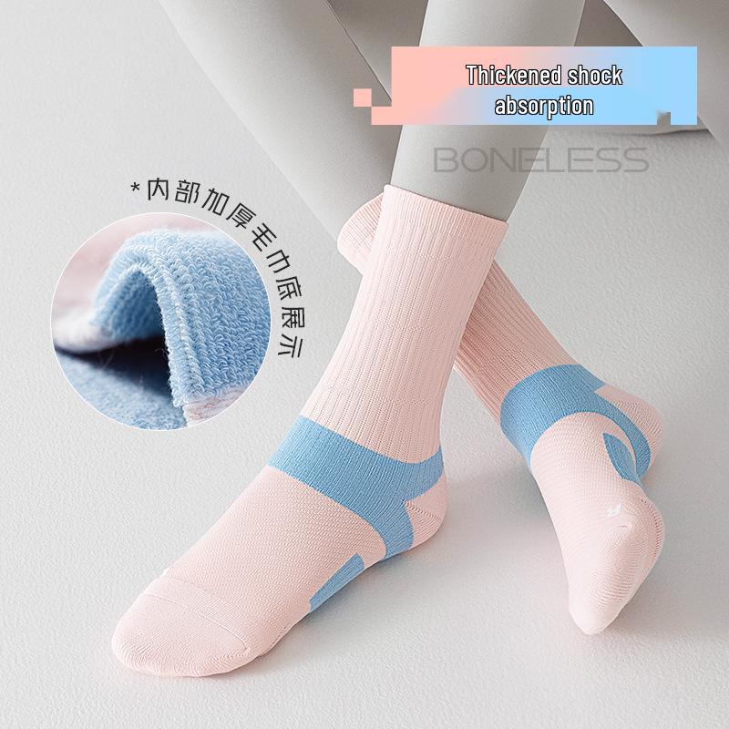 Женские спортивные махровые носки до середины икры - Влагоотводящие и амортизирующие, Идеальны для весеннего и осеннего бега и бадминтона
