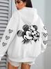 Disney Simple Hoodie - Mickey Minnie Mouse Cartoon Design Fall Ladies Pullover Casual Casual Hoodie Cartoon Graphic Hoodie