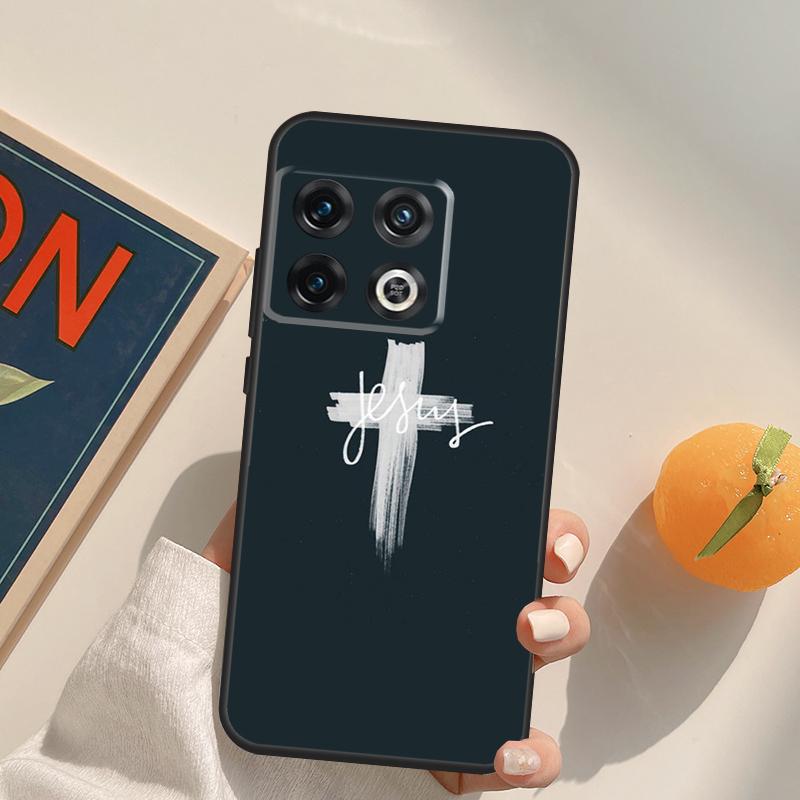 Чехол-крест с библейским стихом о Христе Иисусе для OnePlus 12R 13R 13T 10R 15 13 12 11 10T 8T Nord CE 4 3 2 Lite N20 N30 Nord 5