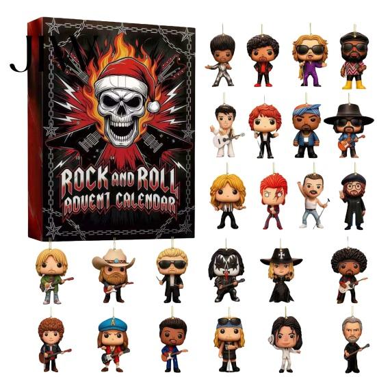 Rock Legend Collectible Figurines And Metal Music Advent Calendar 2026, 24 Day Countdown with Iconic Band Keychains Pins, Unique Holiday Gifts