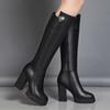 Fashion Chunky Platform Long Boots Women Patent Leather Thick High Heels Punk Shoes Woman 2024 Autumn Winter Short Plush Knee High Boots