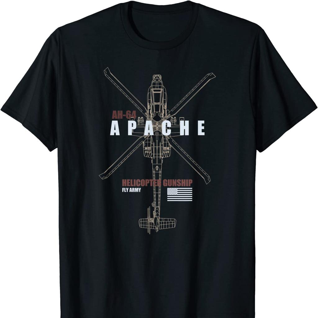 Футболка с изображением ударного вертолета AH-64 Apache Армии США. Новая повседневная футболка с коротким рукавом и круглым вырезом из 100% хлопка Мужской топ - Мужской ...