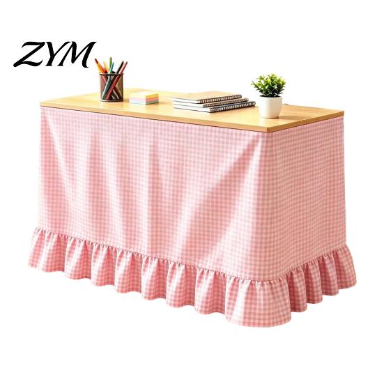 ClassroomDesk Skirt Gingham Ruffled Table Skirt, Cottagecore Teacher Desk for Classroom, Ruffle Cover Plaid Tablecloth Birthday Wedding Baby