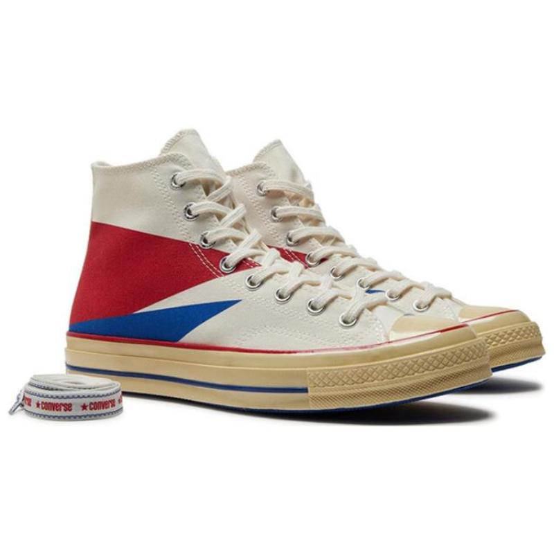 Converse Chuck 70 Plus Ретро Яичный Устойчивые к Истиранию Высокие парусиновые кеды Унисекс Бежевый Синий