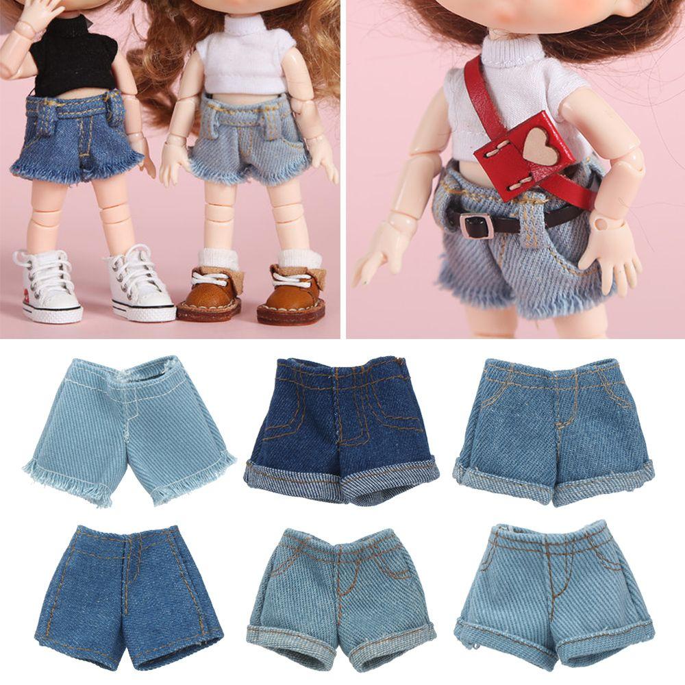 Kids Toys 1/6 BJD Dolls 11.5" Leather Pants Shorts Floral Jeans Dolls Trousers Clothes Accessories