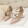 European and American Simple and Sexy Nightclub Stiletto High Heels Shallow Mouth Pointed Rivets Hollow Word with Sandals