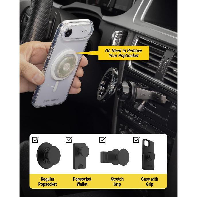 Scosche CD Player Phone Mount with MagSafe, Secure-Fit Magnetic Phone Holder for Car CD Slot, Compatible with PopSockets, iPhone 17 16 15 14 13,