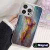 Abstract Oil Painting Phone Case for iPhone 17 16 15 14 13 12 11 Air Pro Max Plus Electroplated Silver Magsafe Cover
