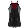 European & American Halloween Sleeveless Chiffon Color Block Dress