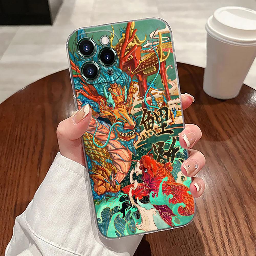 Японская культура Волна Дракона Аниме Чехол Для Apple iPhone 17 16 15 14 13 12 11 Pro Max 16 Plus 16E 17Air 17Pro Чехол для телефона Funda