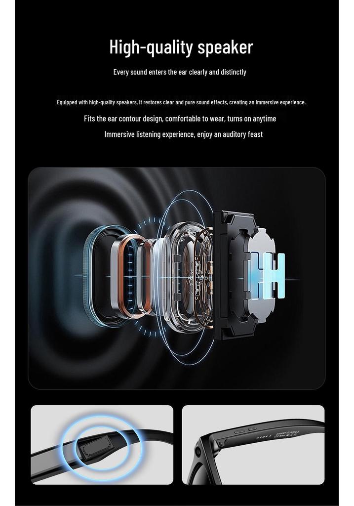 W600B Smart Glasses: Anti-Shake Photography, AI Translation, Object Recognition, Bluetooth Music.