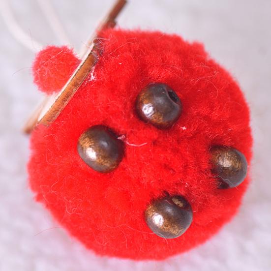 Pom Pom Reindeer Christmas Ornament Plush Elk Hanging Ornaments Wooden Deer Slices Xmas Tree Pendants for Home Party Holiday Decor