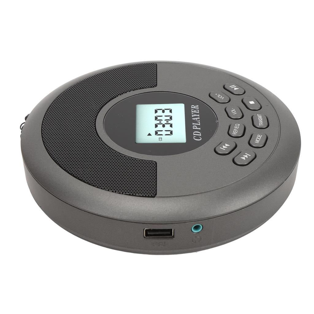 Портативный CD-плеер USB BT с двумя динамиками, перезаряжаемый проигрыватель дисков для дома, автомобиля, путешествий, улицы