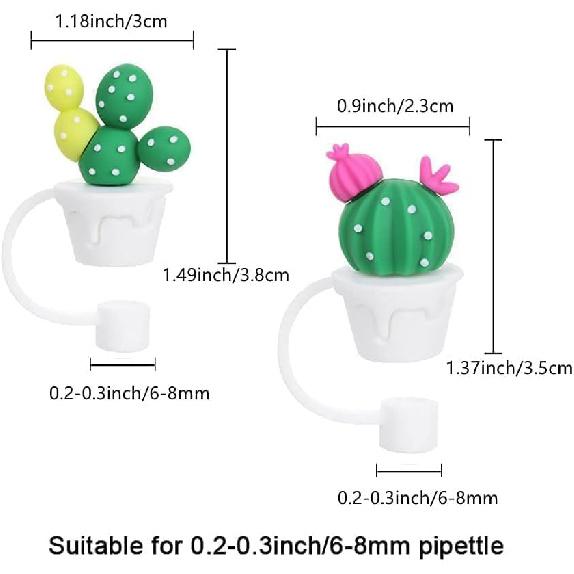 Green Cactus Straw Cap, Cute Silicone Straw Covers Cap for Stanley Cup, Dust-Proof Drinking Reble Tips Lids Drinking Straw Dispensers(HD453)