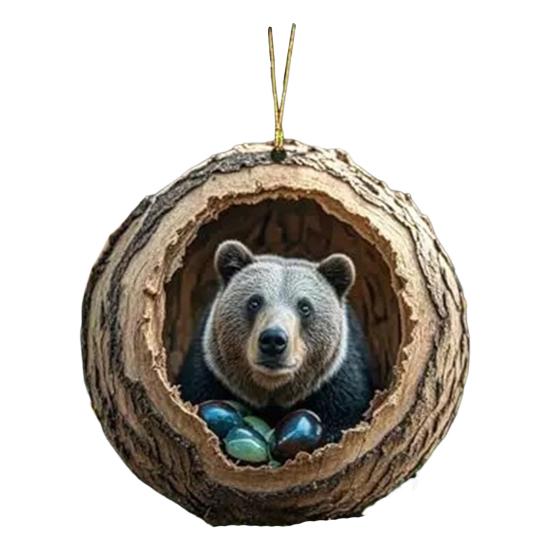 Рождественское украшение в виде животного 2D акриловое мультяшное лесное животное рождественская елка подвесное украшение для праздничного домашнего декора