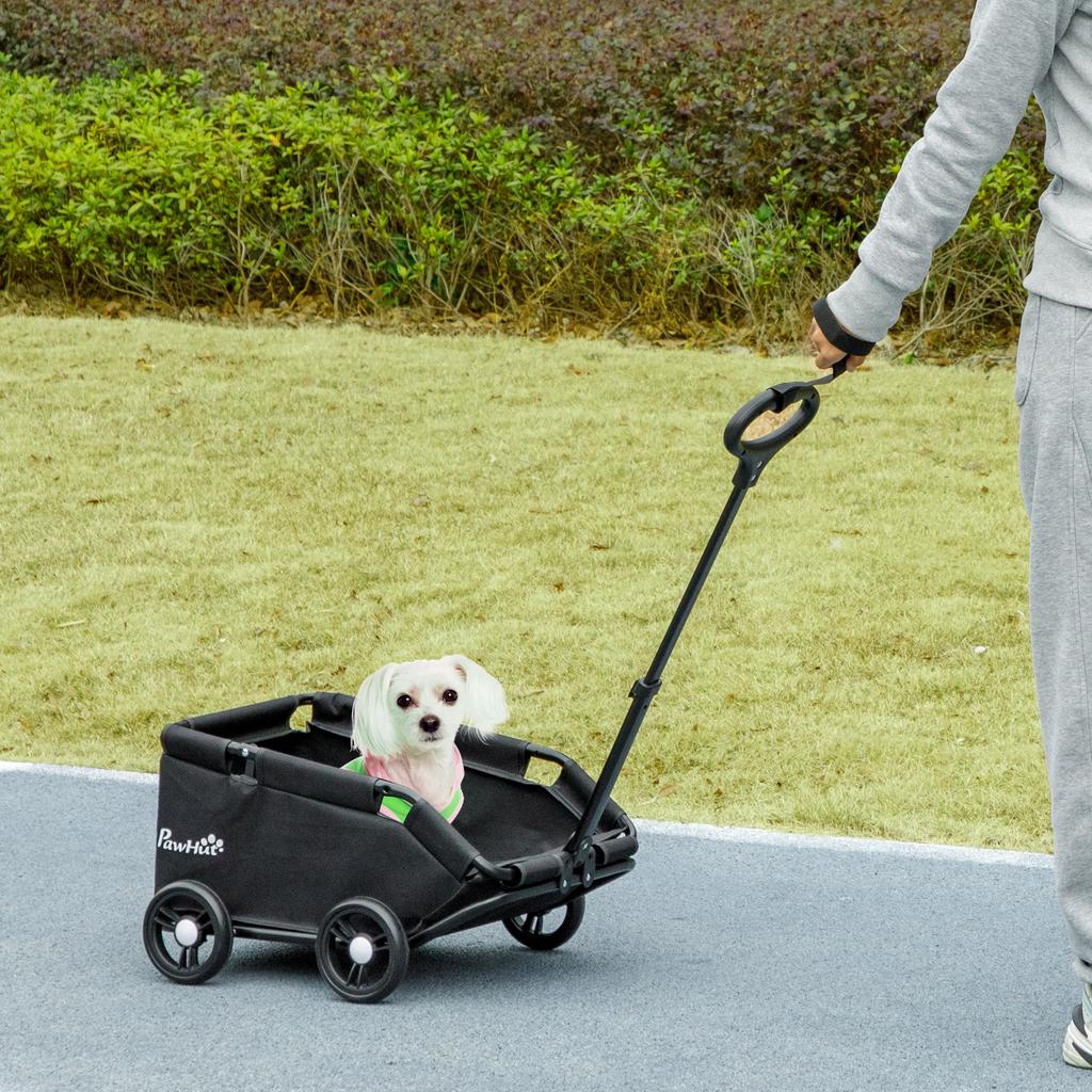 Pet Wagon Cart, Dog Stroller for Small Dogs and Cats with 4 Wheels, Safety Straps, Storage Bag, Mat