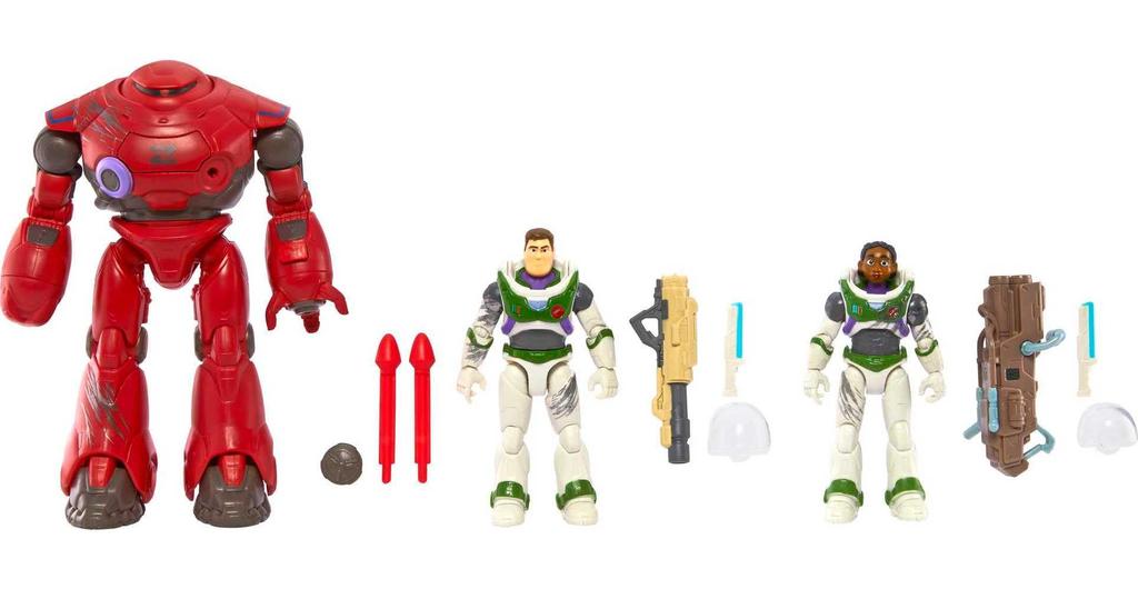 Mattel Disney Pixar Lightyear Set Action Figures Space Rangers Vs. Robots Crash Pack Buzz Lightyear Izzy Hawthorne Zyclops 5-Inch Scale