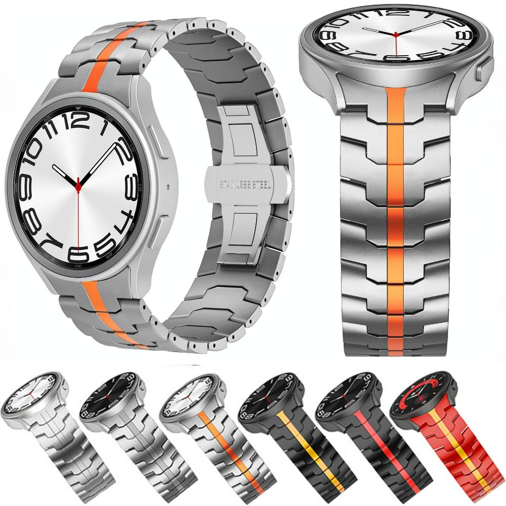 Ремешок титанового цвета для Samsung Galaxy Watch 6 Classic 47 мм 43 мм/5 Pro 45 мм Металлический браслет для Galaxy Watch 7 6 5 4 44 мм 40 мм