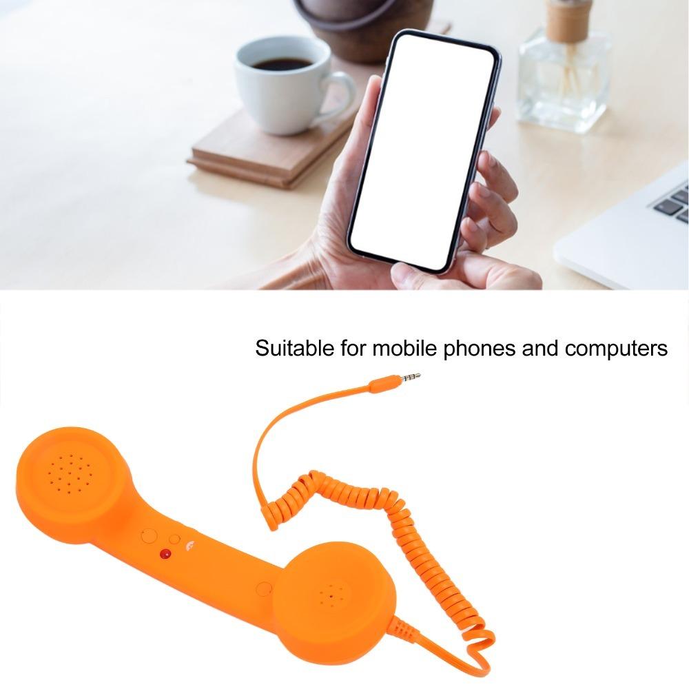Wired Connection 3.5mm Plug Handset Adjustable Tone Radiation Proof Handset Telephone Conversation