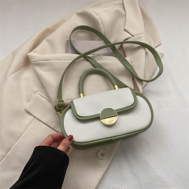 New Contrasting Color Handbag Women's Bag 2025 New Fashion Retro Saddle Bag Versatile Casual Shoulder Messenger Bag Bag