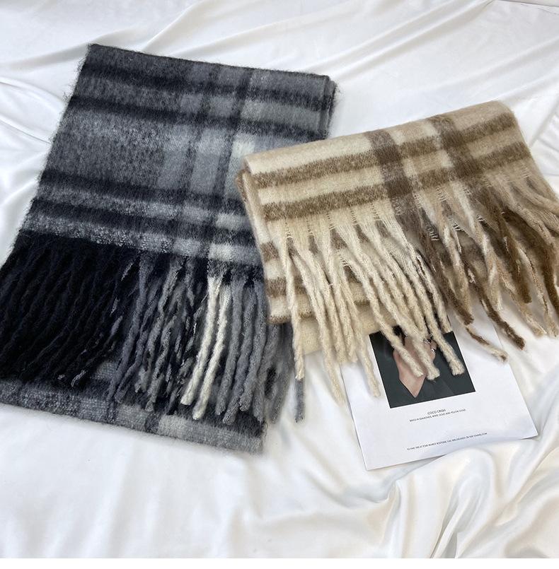 Роскошный шарф из искусственного флиса для женщин — уютная, толстая и теплая зимняя шаль с кисточками, дышащий полиэстер, идеально подходит для повседневных выходов