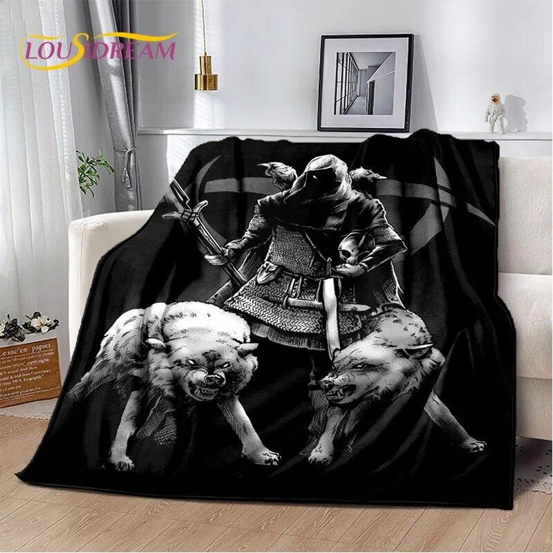 3D Viking Odin Valhalla Nordic Mythology Symbols Blanket,Soft Throw Blanket for Home Bedroom Bed Sofa Picnic Office Travel Cover