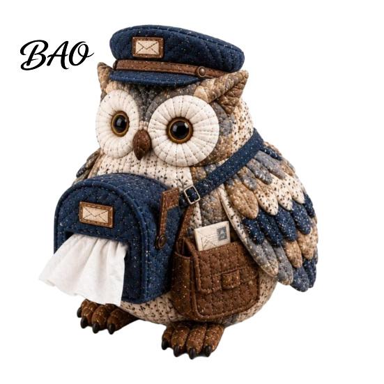 DIY Tissue Box Cover Kit Kit, Owl Shape, Soft Textures Patchwork Jungle Animal Craft Sewing Handmade for Handicraft Enthusiast Beginners Woodland
