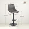 Set of 2 Bar Stools in Retro Design, Incl. Footrest, Height-Adjustable, Gas Lift, Dark Grey