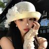Sweet floral bucket hat for women, spring/summer breathable sun hat, versatile heiress straw hat, pot hat, fisherman's hat, top hat