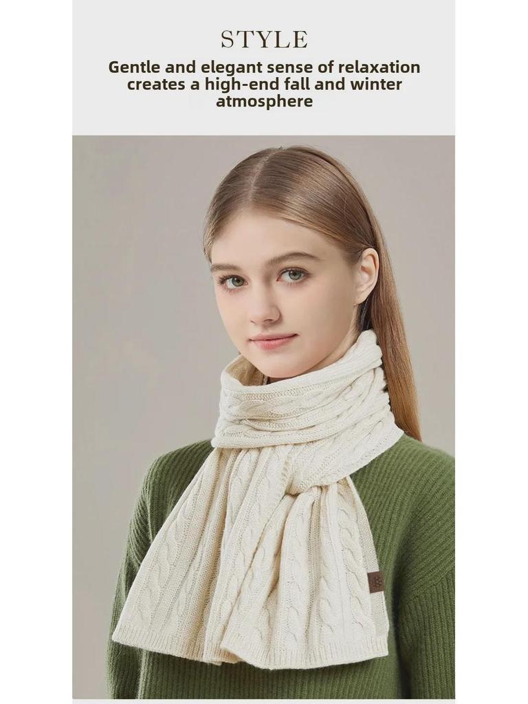 Women's Extra-Long Thick Knitted Scarf: High-End, Versatile, Warm, Cold-Proof, Solid Color Shawl for Winter Neck Protection