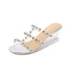1098 Series 6cm Heel Wedge Wild Summer Women's Shoes Rhinestone Buckle Simple Slippers Transparent Footwear LFD