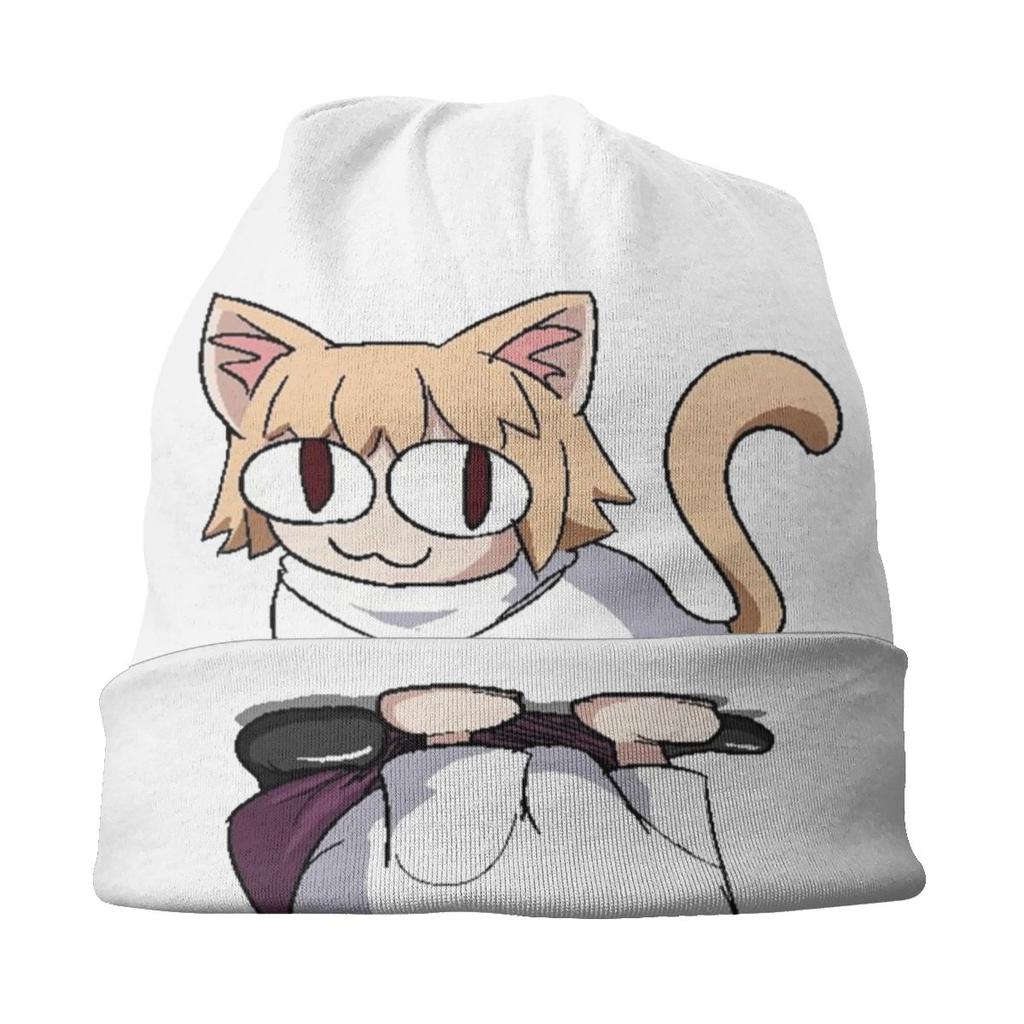 Зимняя теплая шапка Neco Arc Cat Cat Femme с напуском, шапка-бини, хип-хоп, мультяшная комическая игра, уличные лыжные шапочки с черепами, шапки унисекс для женщин